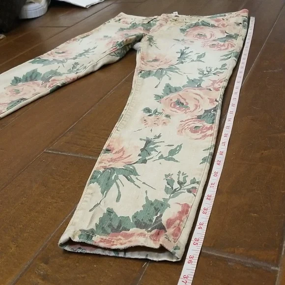 Current Elliott The Stiletto Haystack Floral Cropped Ankle Jeans - Picture 9 of 11